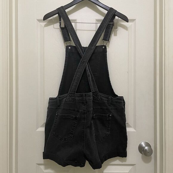 Wallflower Black Denim Overall Shorts - Picture 2 of 10